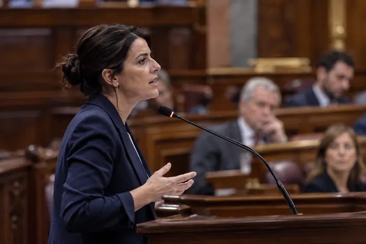 Legislador hablando frente a un micrófono en el recinto