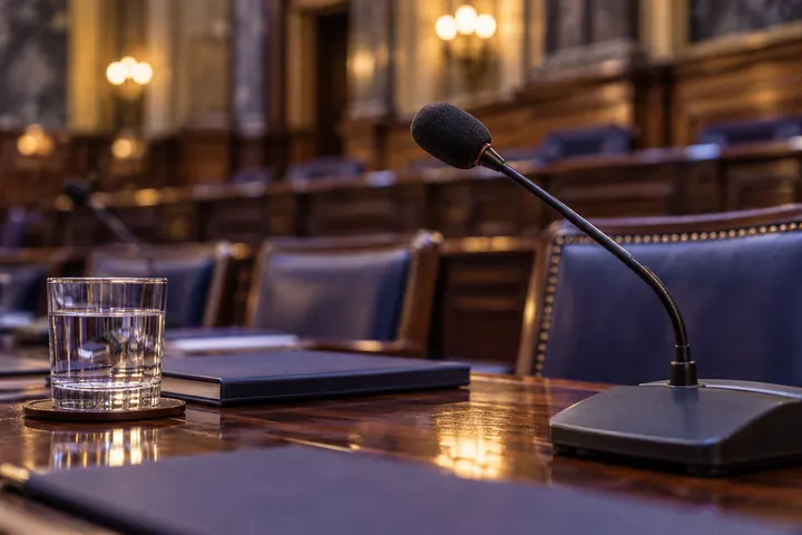 Micrófono de mesa en una sala de audiencias